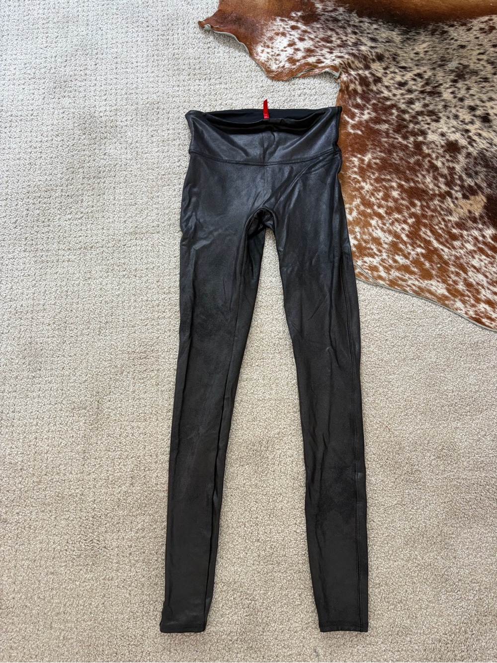 SPANX Black Faux-Leather High-Waist Leggings